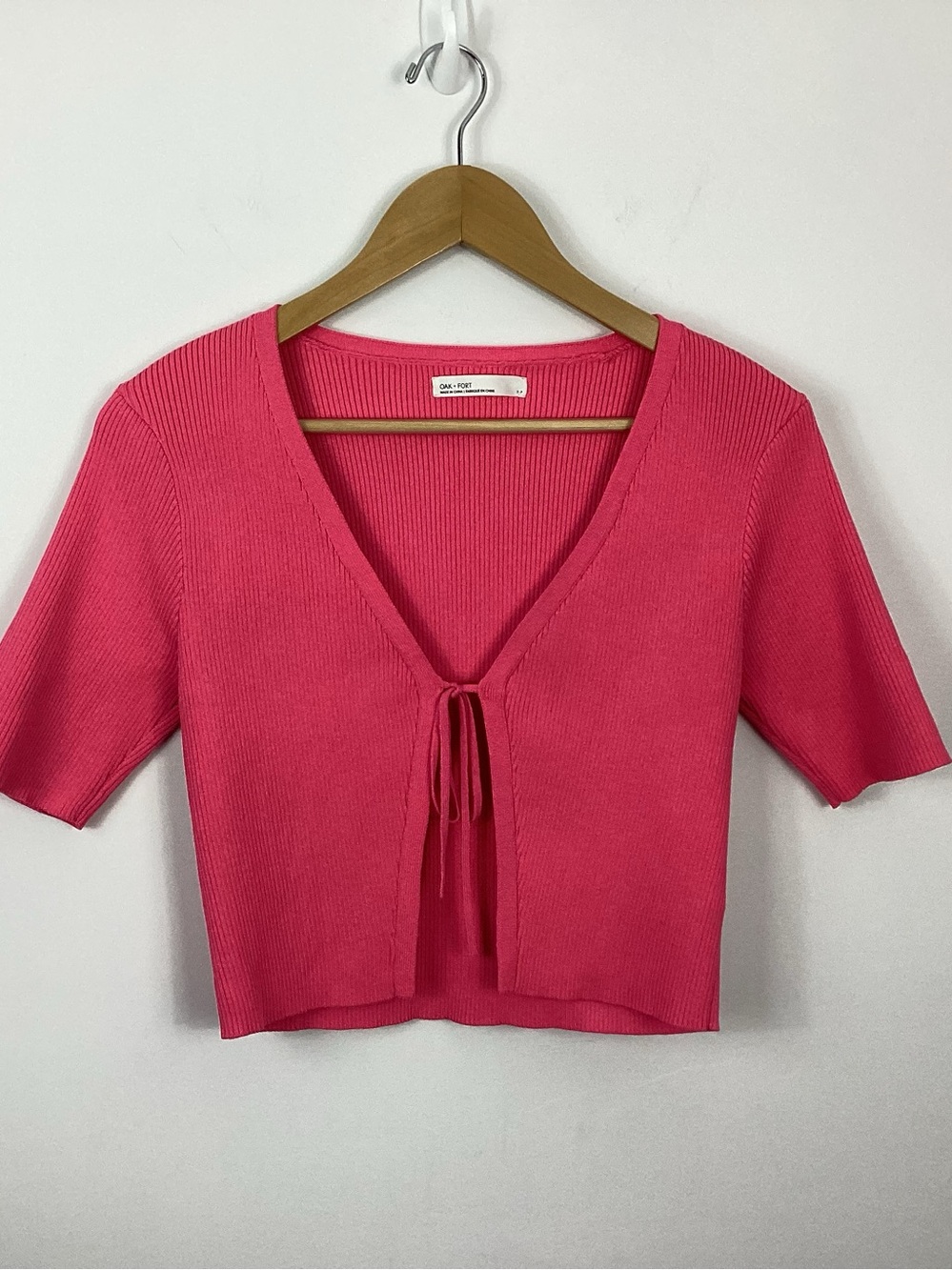 Oak + Fort Open Front Cardigan Pink Size Small